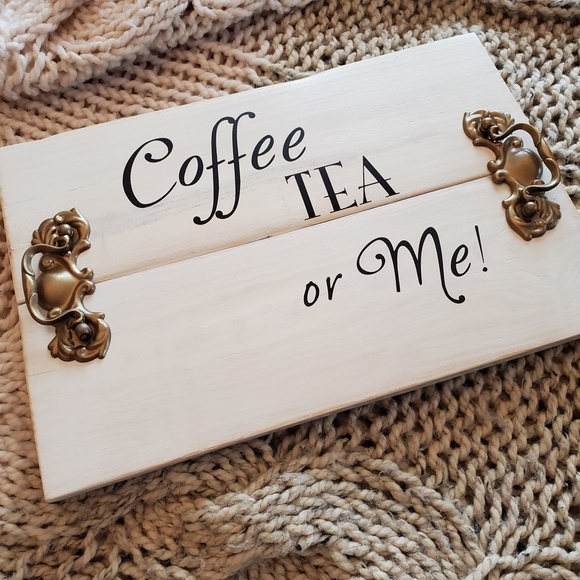 Serving Tray | Solid Repurposed Wood | White Washed | Vinyl Text Quote | Gold Me - Picture 8 of 10